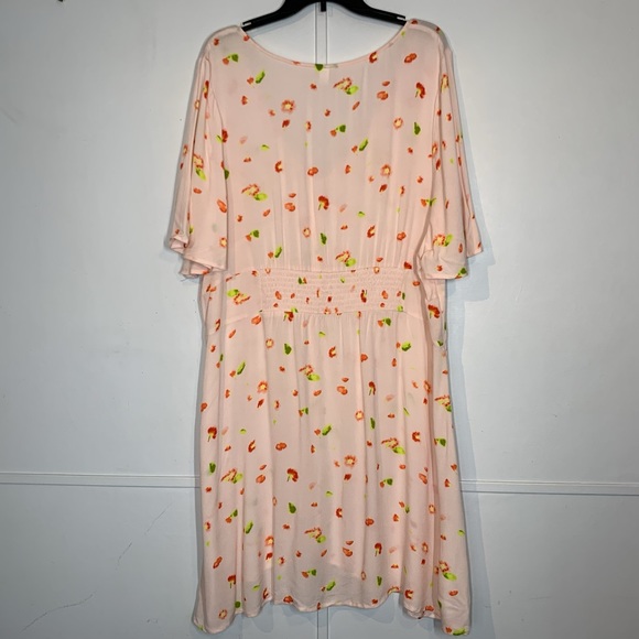 BP Easy Floral Print Button Front Skater Minidress Pink Women's Plus Size Dress - Picture 5 of 11